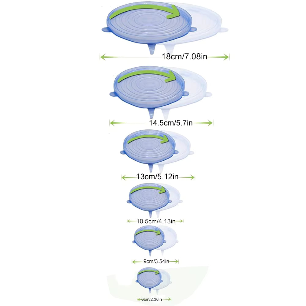 6Pcs Food Grade Silicone Preservation Cover Reusable