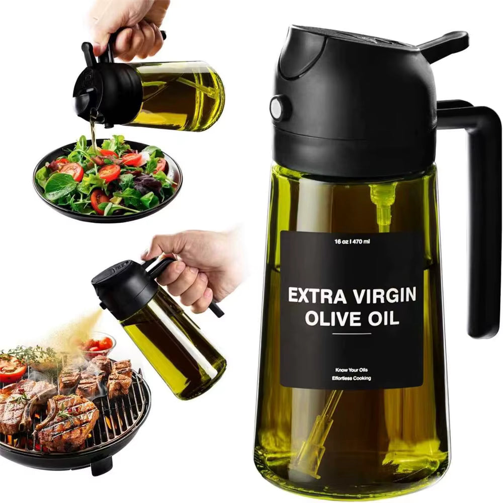 2-in-1 Olive Oil Dispenser and Oil Spray Bottle