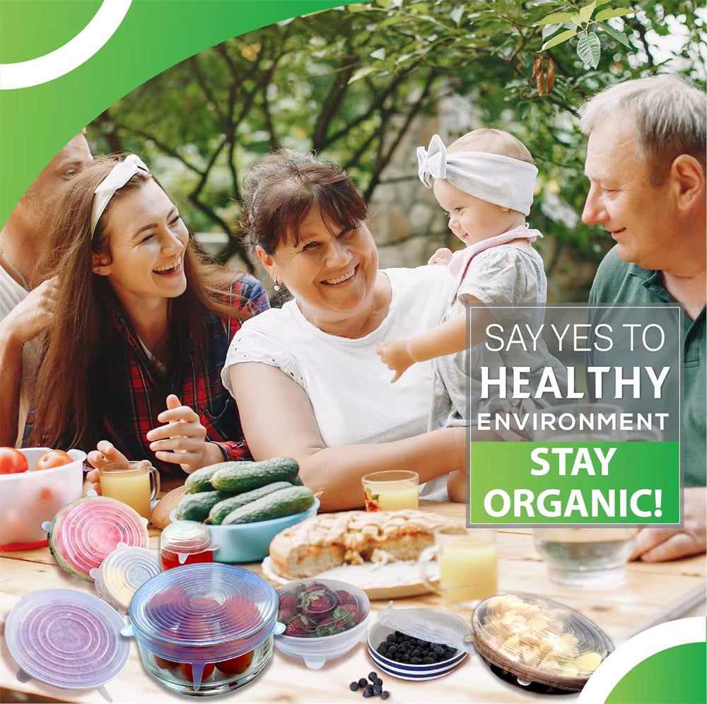 6Pcs Food Grade Silicone Preservation Cover Reusable